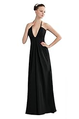 Chiffon Halter Lace Backless Pleated Bridesmaid Dress 