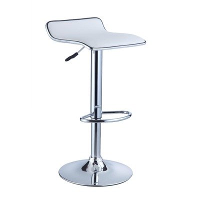 Powell 2-Piece Faux Leather/Chrome Thin Seat Adjustable Height Bar Stool, White