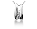 0.30CTW Bar Set Diamond Three Stone Pendant in 14k White Gold