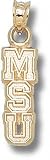 Mississippi State Bulldogs Solid 10K Gold Vertical ''MSU'' 5/8'' Pendant