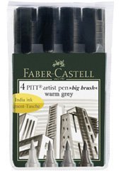 Childrens Toyshop  Toys : Pitt Artist's Big Brush 4pc Pen Set Warm Greys - New