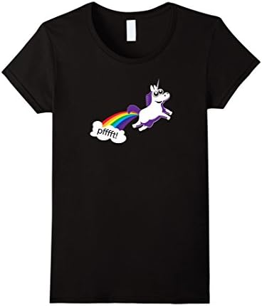 Women's Unicorn Farting A Rainbow, Sarcastic and Funny Saying Shirts Large Black