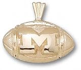 Michigan Wolverines Solid 10K Gold ''M'' Football Pendant