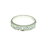 Image of 9ct White Gold Ladies Vibrant Aquamarine Eternity Ring - Free Delivery - Finger Sizes L to Z Available