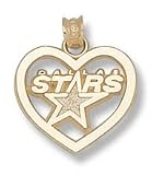 Dallas Stars Logo Heart Charm -14K/10K, Stainless Steel or Gold Plated