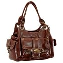 Women's Dual Handle Light Brown Synthetic Leather Satchel: Light Brown Satchel