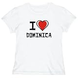 T-Shirt Womens White I love Dominica  Countries