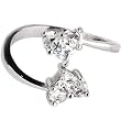 Solid 14K White Gold Cubic Zirconia Solitaire Heart Toe Ring