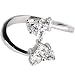 Solid 14K White Gold Cubic Zirconia Solitaire Heart Toe Ring