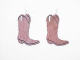 Pink Western Cowboy Boot Wooden Earrings Pink Western Cowboy Boot Wooden Earrings