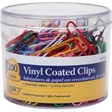 Vinyl Coated Jumbo Paper Clips, Assorted Colors, 200/ Pack (LOP13319)