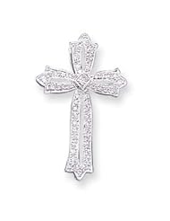 Ann Harrington Jewelry 14k White Gold 1/2 Ct Tw Diamond 21 X 35 mm Antique Style Cross Pendant