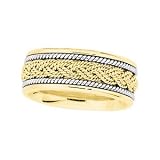 14K Two-Tone Gold Hand-Woven Wedding Band For Men and Women - Sizes 5 - 12.5