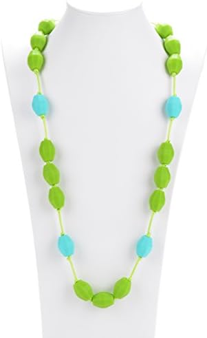 MamaLuna Silicone Necklace Samba Teether - Baby Teether Necklace Gum Massager. BPA, Lead and Phthalate Free (chartreuse)