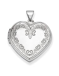 Genuine IceCarats Designer Jewelry Gift 14K White Gold Heart Locket