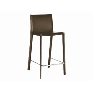 Brown Bonded Leather Bar Stool (Set of 2)