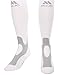 Medical Compression Socks for Women and Men 20-30mmHg Plus Size - Extra Wide Calf Opaque Compression Stockings for Nursing, Lymphedema, Varicose Veins Circulation - White, Medium - A601R