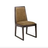 Armen Living 3152 Obliq Tobacco Color Fabric Side Chair, Walnut Frame