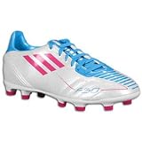 adidas Little Kid/Big Kid F10 Trx Fg J Soccer Shoe,Running White/Fresh Pink/Cyan,4 M US Big Kid
