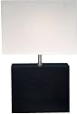 Asian Contemporary Oblong Table Lamp Dark Walnut Fabric Shade