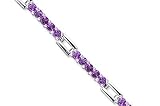 Classic Split Style 5.25 carats total weight Round Cut Amethyst Gemstone Bracelet in Sterling Silver