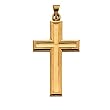 14K Yellow Gold Cross Pendant - 38.00x23.50mm