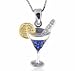 14K Diamond Sapphire Martini w/Lemon Necklace Pendant Charm