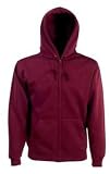 Fruit of the Loom Zip Through Reissverschluss Hoodie Sweatjacke mit Kapuze in Weinrot, Gr&ouml;sse M - Fruit of the Loom