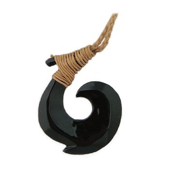 Hawaiian Jewelry Flat Black Fish Hook Necklace