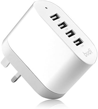 Budi 4-Port USB Home Charger with 90 Degrees Folding UK Plug