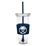 NHL Buffalo Sabres 22 Ounce Insulated Tumbler with Rubber Sleeve and Stir Straw