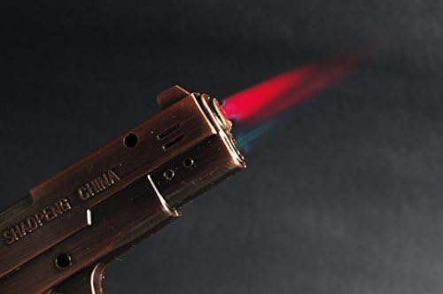 Dual Tone Flame Gun Lighter Windproof Torch Novelty Pistol