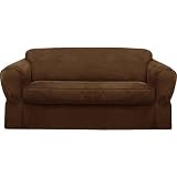 Maytex Piped Suede 2-Piece Slipcover Loveseat