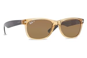 Ray-Ban New Wayfarer Sunglasses, 55mm, Honey Frame, Brown Crystal Lens, Polarized RB2132-945-57-55