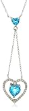 10k White Gold Blue Topaz and Diamond Heart Drop Pendant