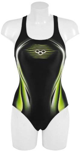Arena Damen Badeanzug Maloya, black/energy green, 36, 28059