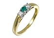 9ct Yellow Gold Diamond and Emerald 3 Stone Ladies Ring