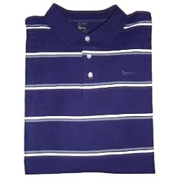 Men's Kani Polo Shirt Purple w/ Gray & White Stripes Size 4x Short Sleeved