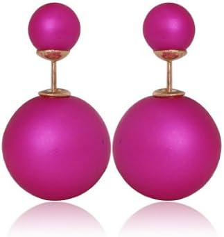 Beautiful Dior Style Tribal Earrings Matte Fuschia