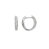 14K White Gold 1/4 ct. Pave Set Diamond Huggie Earrings