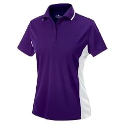 Women's Color Blocked Wicking Polo, Purple/White
