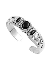 Sterling Silver Black Onyx Bangle Bracelet
