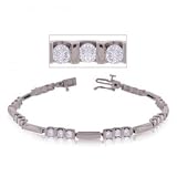 Ladies New 14 Karat White Gold Link Bracelet w Diamonds