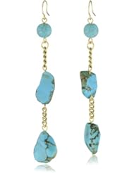 Yochi Turquoise Double Drop Agate Earrings