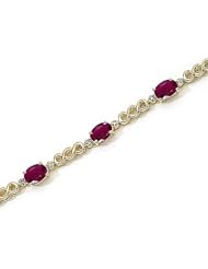 14kt Yellow Gold Oval Ruby and Diamond Bracelet