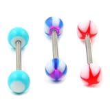 Set of 3 Acrylic Tongue Barbells - 14g