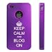 Apple iPhone 4 4S 4G Purple D1704 Aluminum & Silicone Case Cover Keep Calm and Blog On Crown