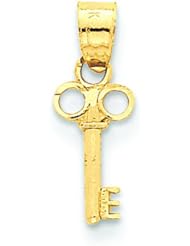 14K Yellow Gold Key Charm Pendant Lock Jewelry