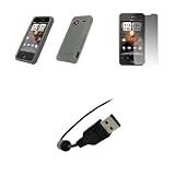 HTC Droid Incredible Model 6300 - Smoke Soft Silicone Gel Skin Cover Case + Crystal Clear Screen Protector + USB Data Sync Charge Cable for HTC Droid Incredible