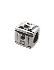 Zable(tm) Sterling Silver Block H-Letter Bead / Charm